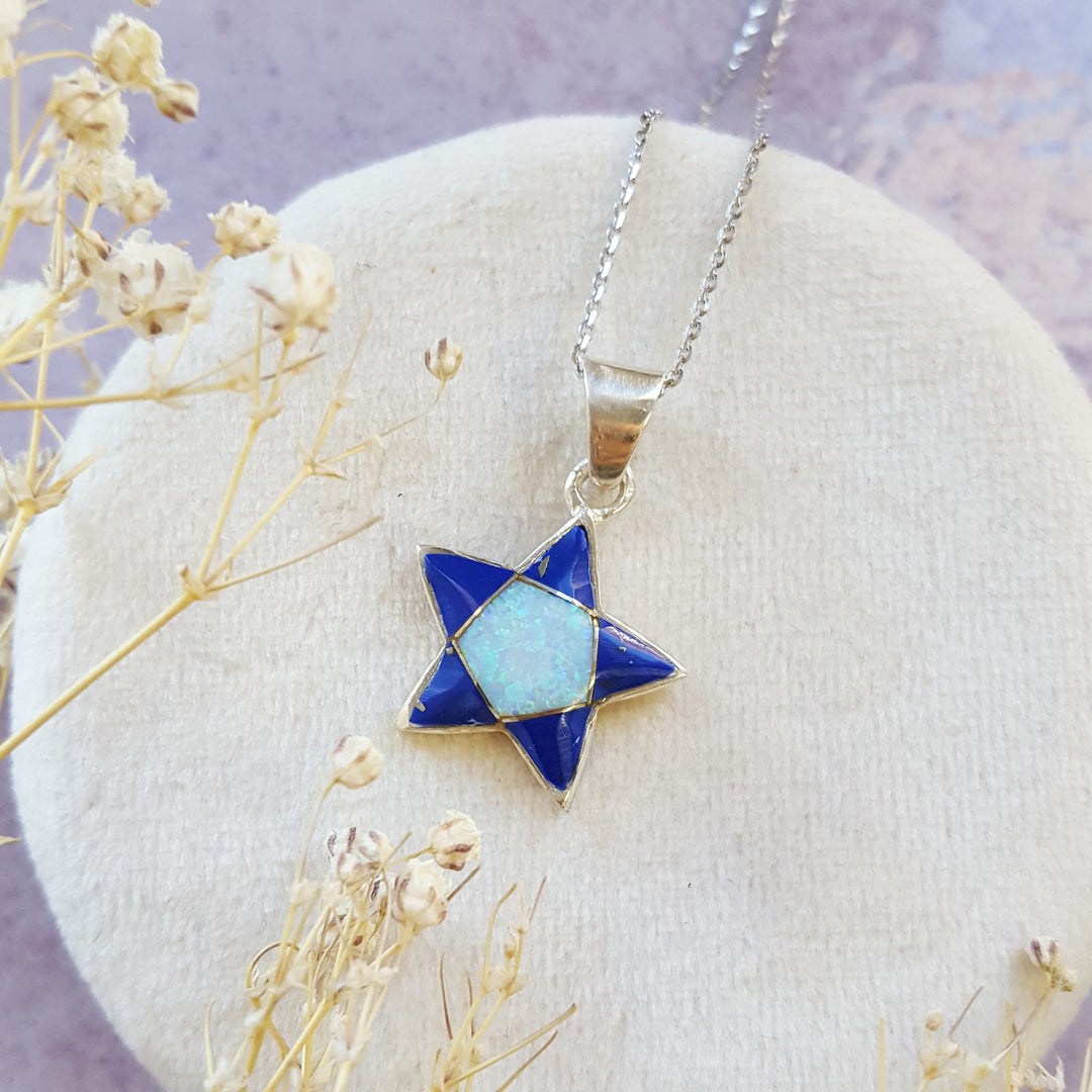 Sterling Silver Arizona Lapis Inlaid Star Pendant