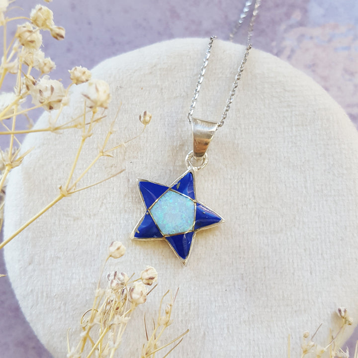Sterling Silver Arizona Lapis Inlaid Star Pendant