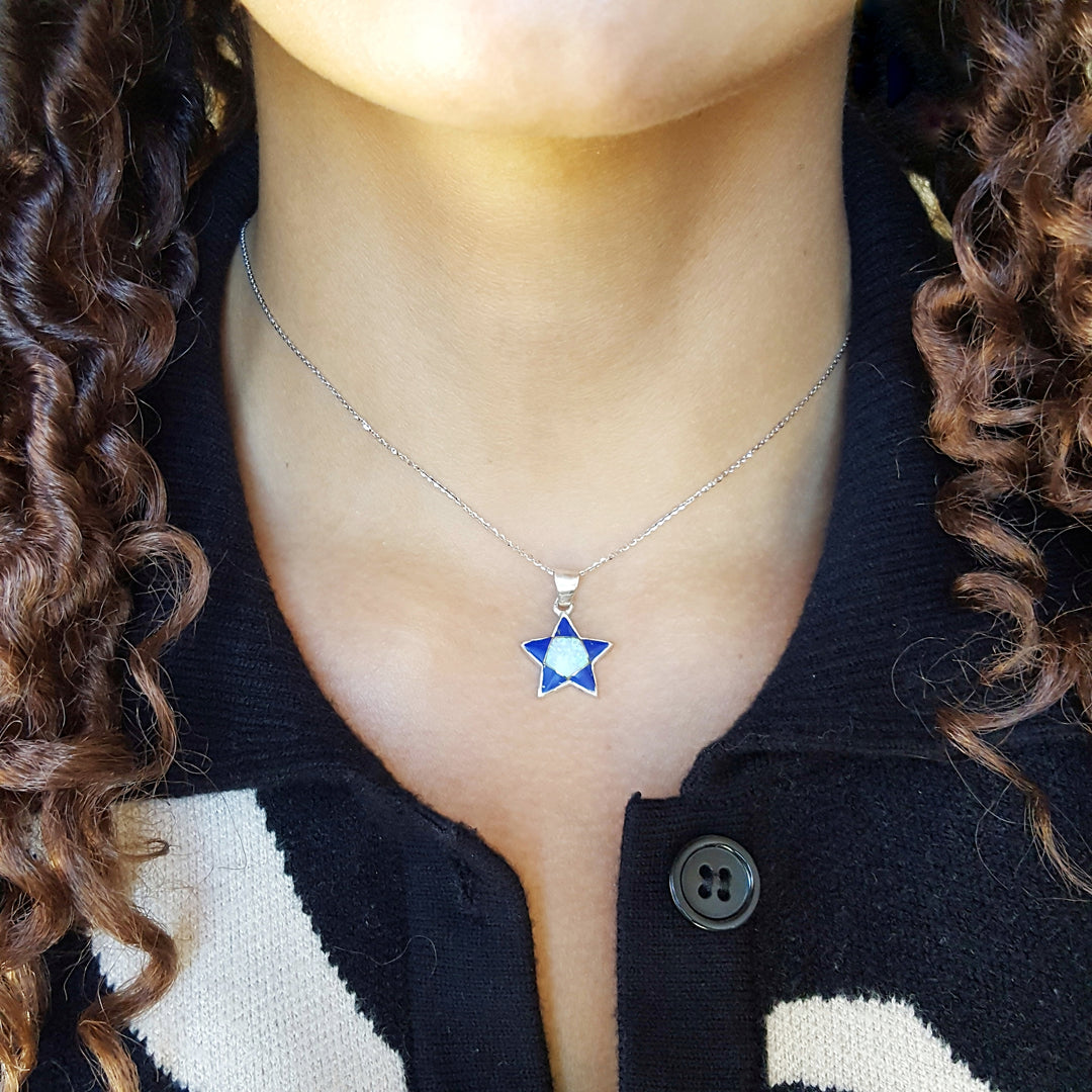Sterling Silver Arizona Lapis Inlaid Star Pendant