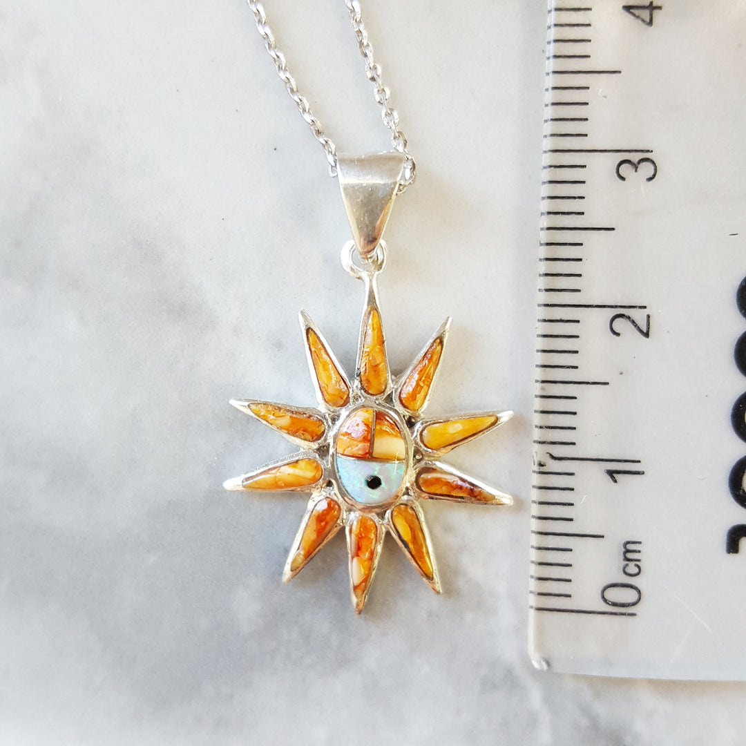 Sterling Silver Arizona Inlaid Kachina Sun Pendant