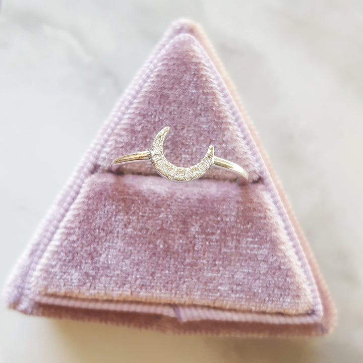 14K White Gold Petite Crescent Moon Ring