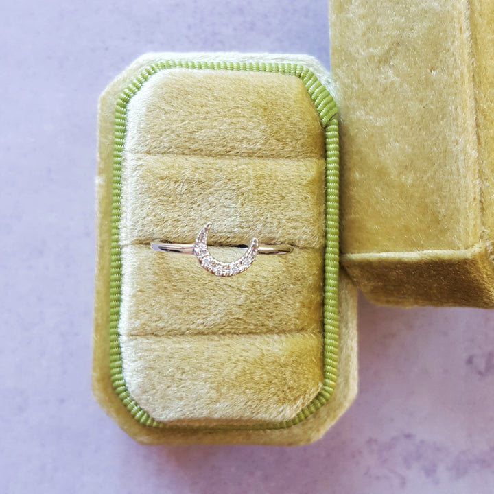 14K White Gold Petite Crescent Moon Ring