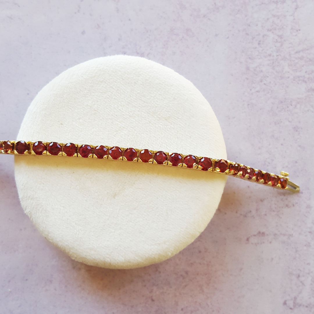 14K Yellow Gold Arizona Sunset Garnet Bracelet