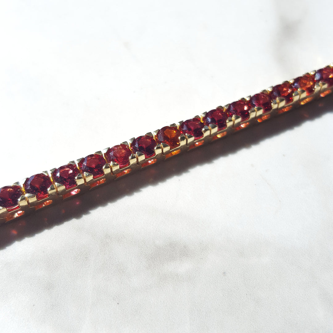 14K Yellow Gold Arizona Sunset Garnet Bracelet