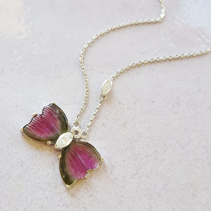 "Flight of Light" 14K White Gold California Tourmaline Pendant