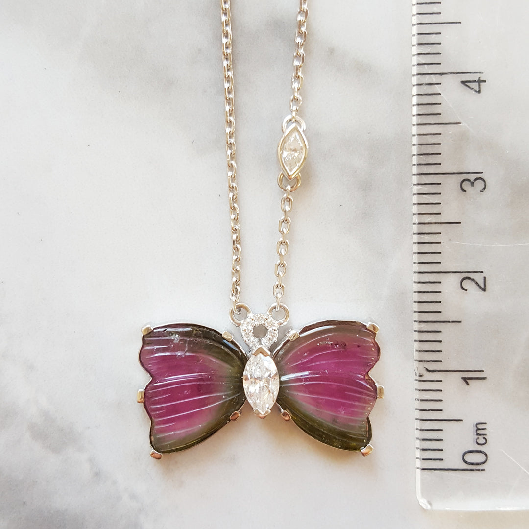 "Flight of Light" 14K White Gold California Tourmaline Pendant
