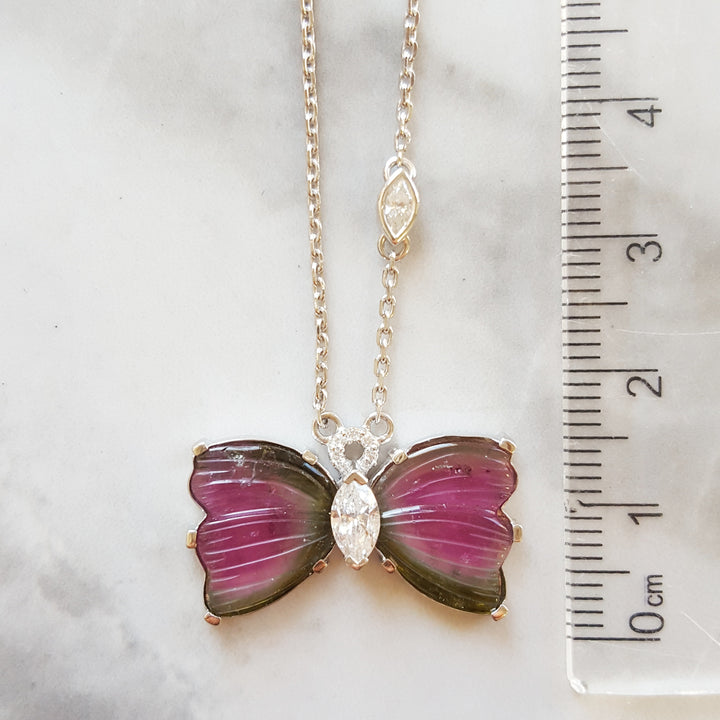 "Flight of Light" 14K White Gold California Tourmaline Pendant