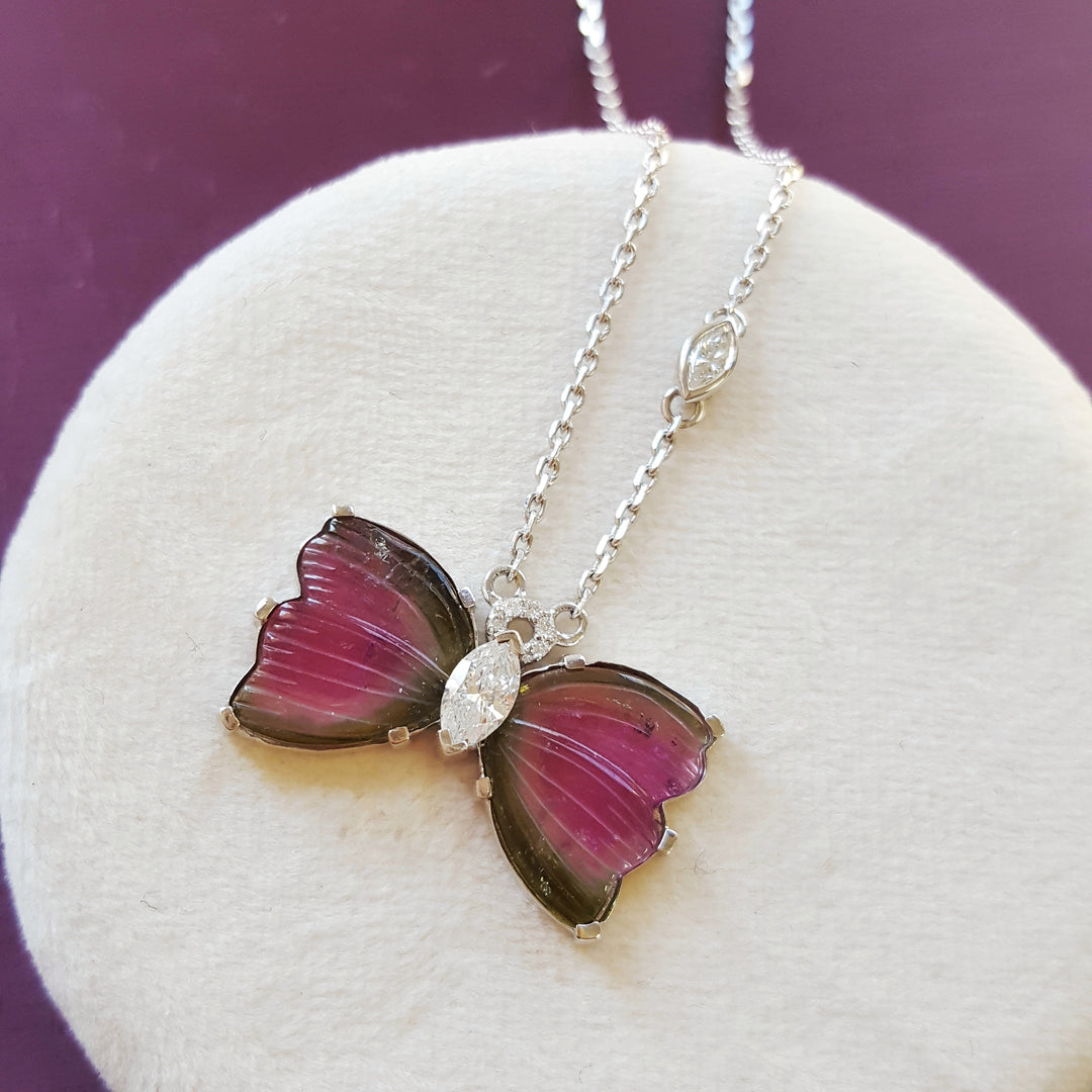 "Flight of Light" 14K White Gold California Tourmaline Pendant