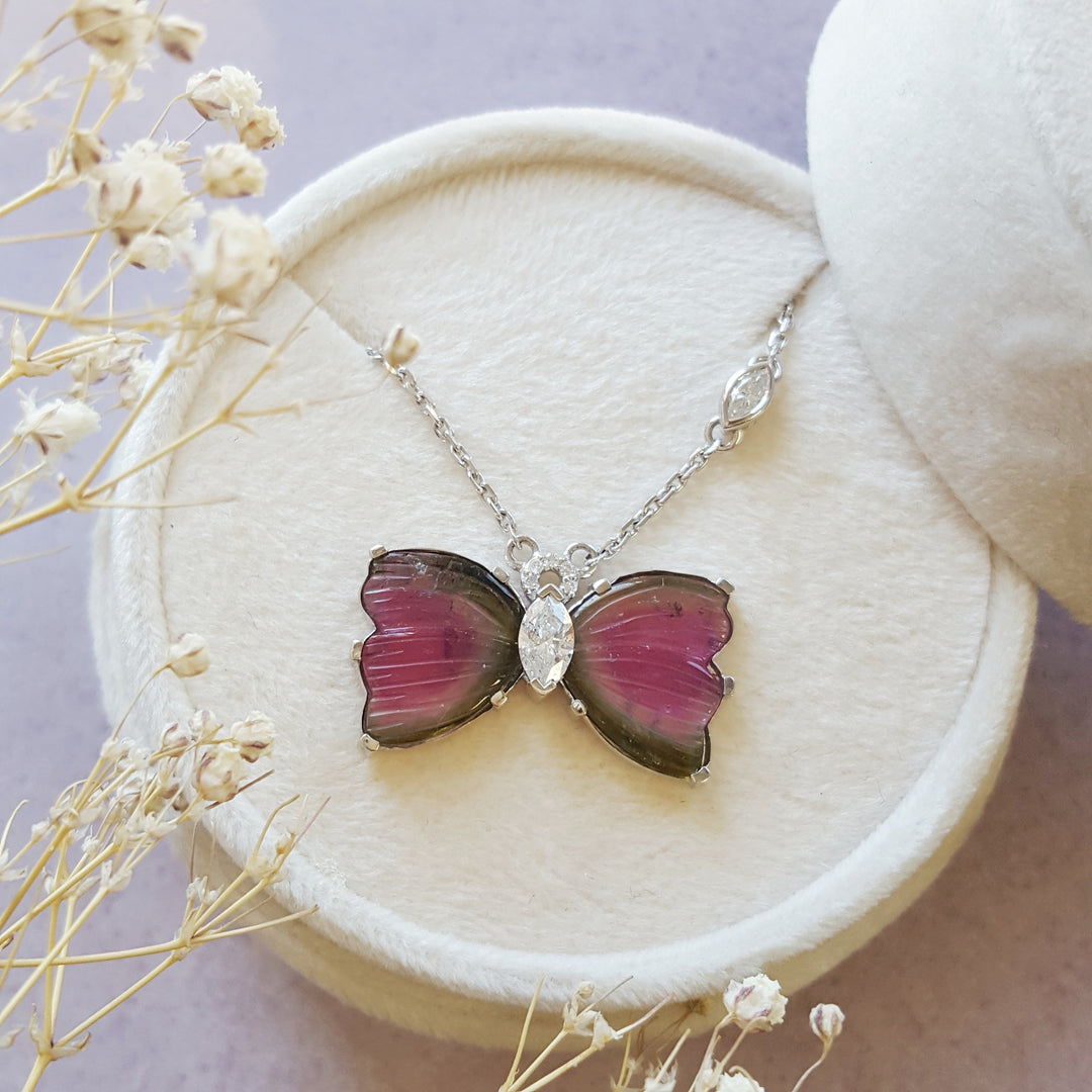 "Flight of Light" 14K White Gold California Tourmaline Pendant