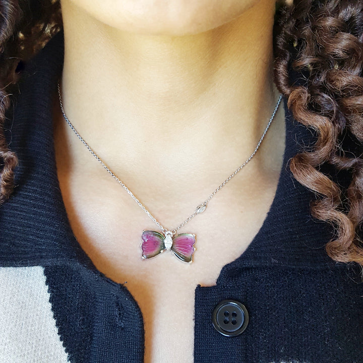"Flight of Light" 14K White Gold California Tourmaline Pendant
