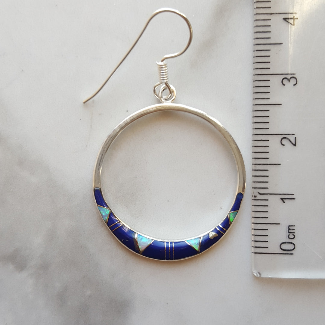 Sterling Silver Lapis Inlaid Open Earrings