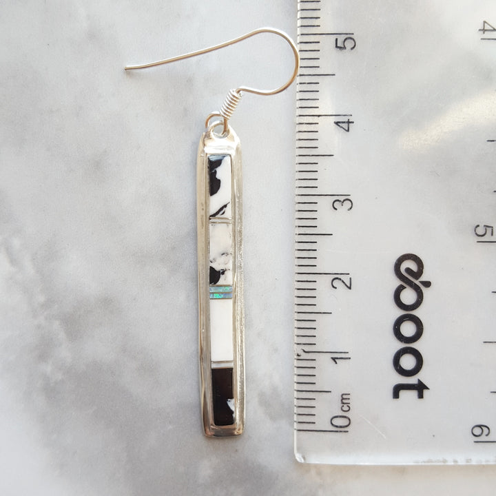 White Buffalo Inlaid Jewelry Dangle Earrings