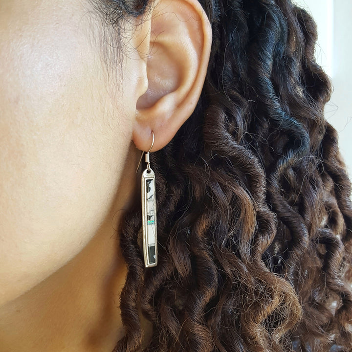 White Buffalo Inlaid Jewelry Dangle Earrings
