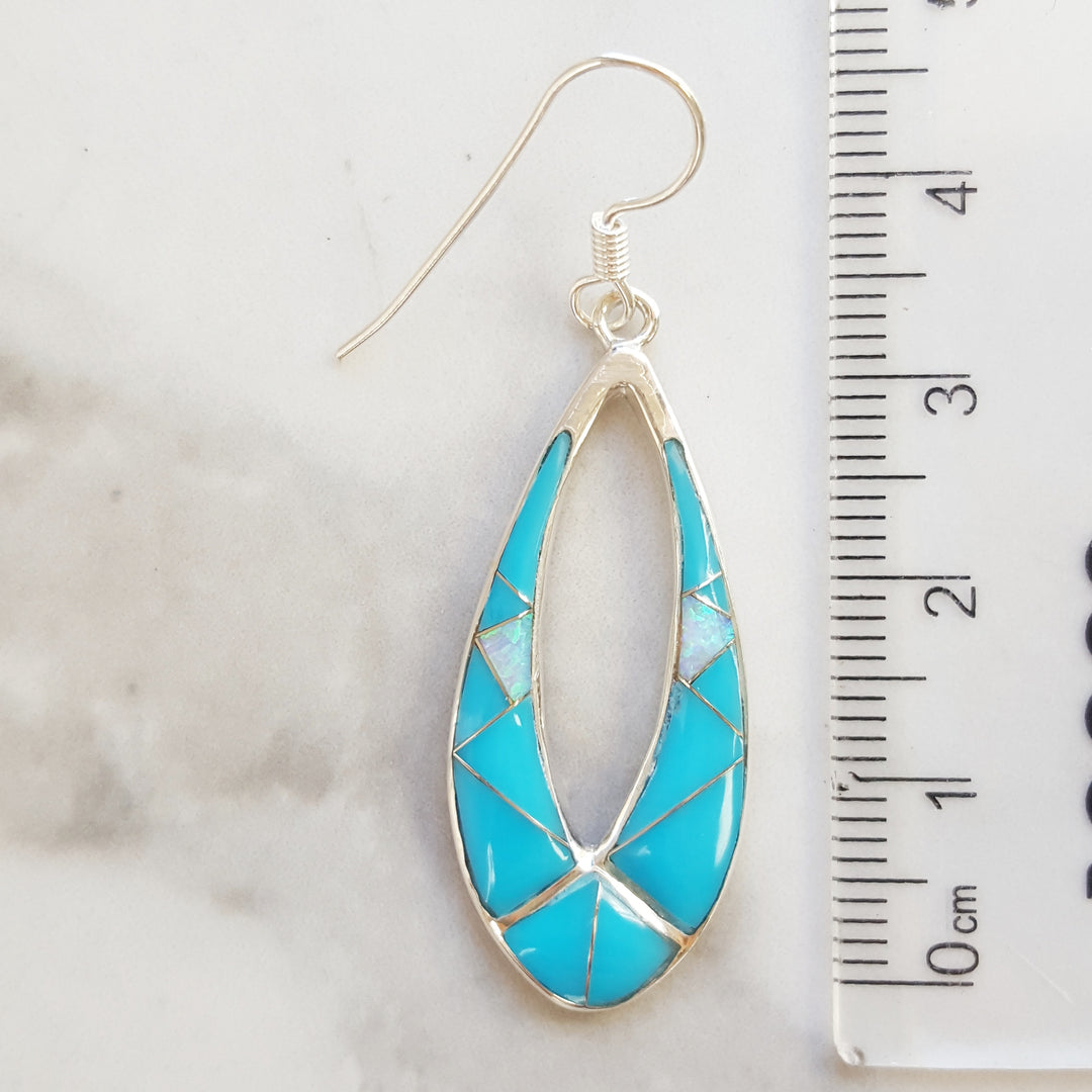 Sterling Silver Southwestern Turquoise Inlay Earrings