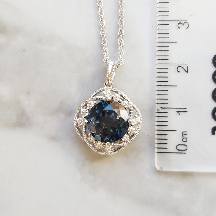 14K White Gold London Blue Topaz Pendant