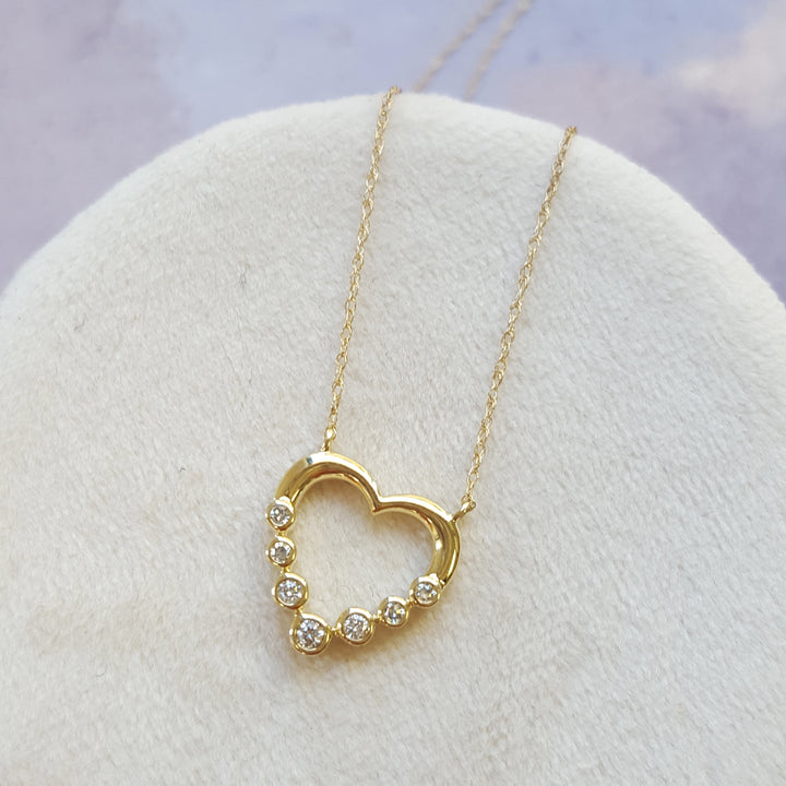 10K Yellow Gold Open Heart Diamond Pendant