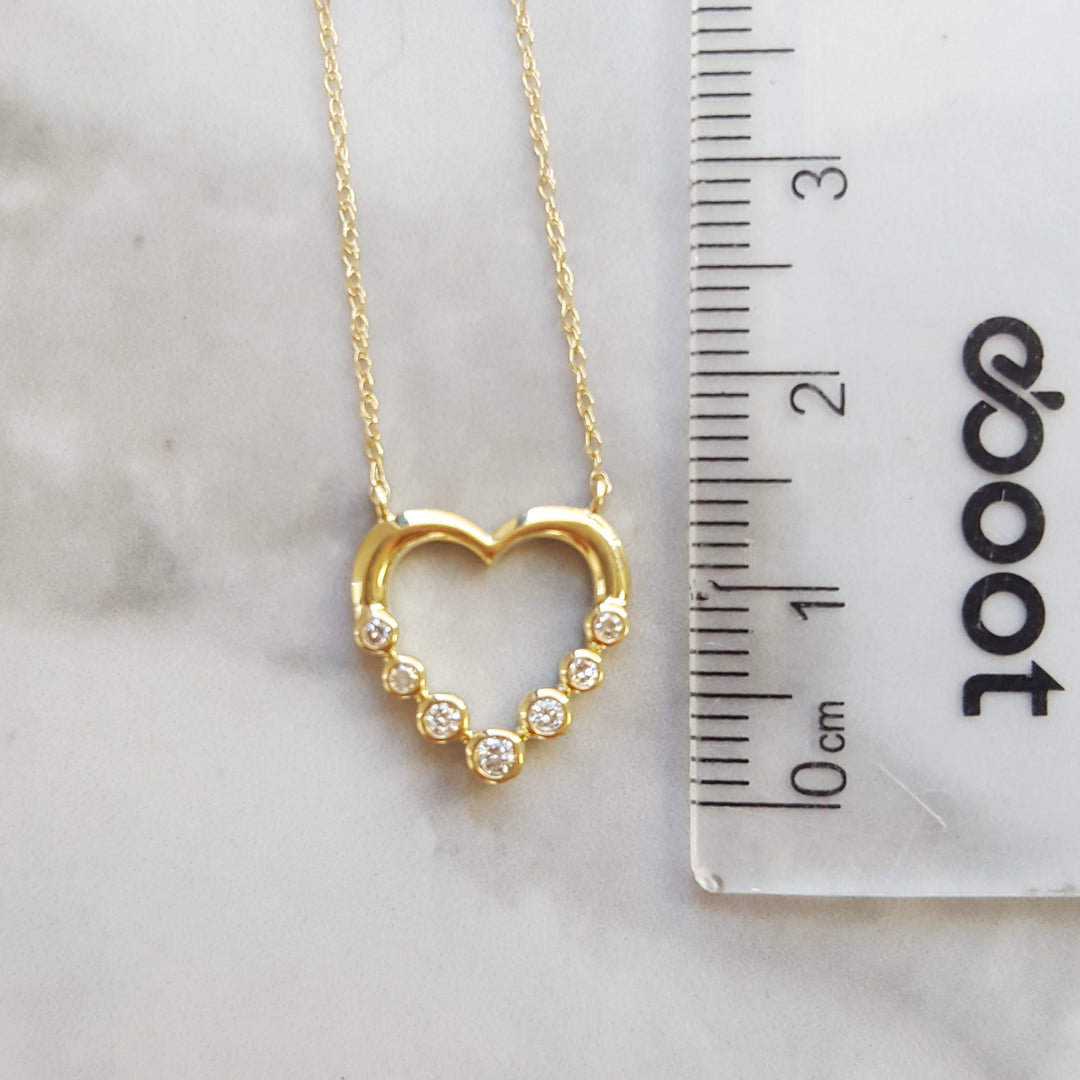 10K Yellow Gold Open Heart Diamond Pendant