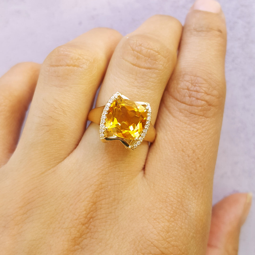 14K Yellow Gold Citrine Statement Ring