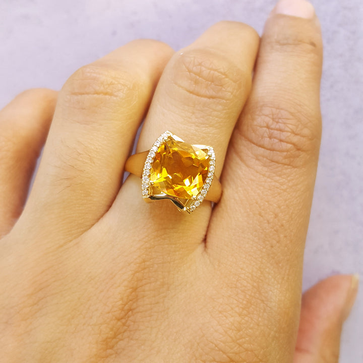 14K Yellow Gold Citrine Statement Ring