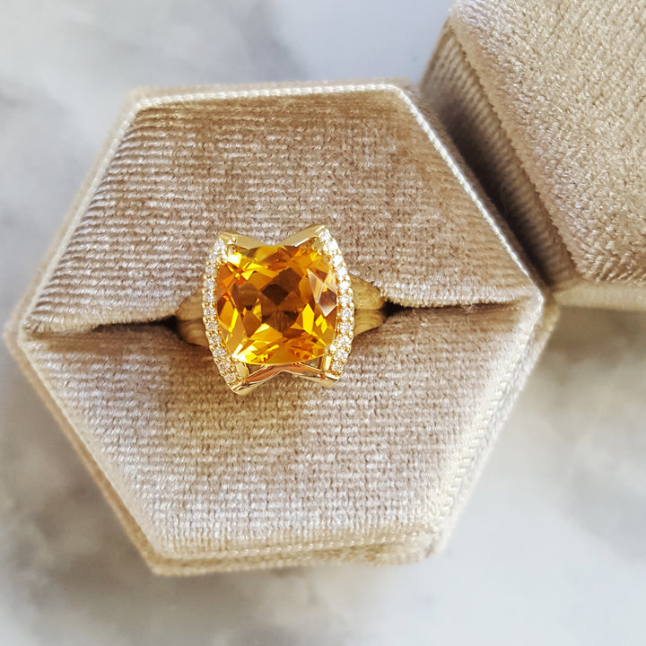 14K Yellow Gold Citrine Statement Ring