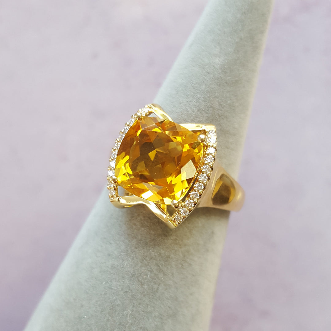 14K Yellow Gold Citrine Statement Ring