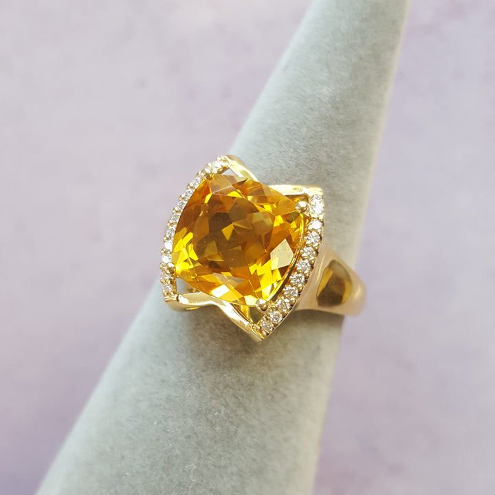 14K Yellow Gold Citrine Statement Ring