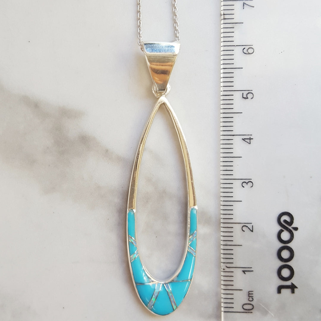 Arizona Turquoise and Inlaid Jewelry Turquoise Open Pendant
