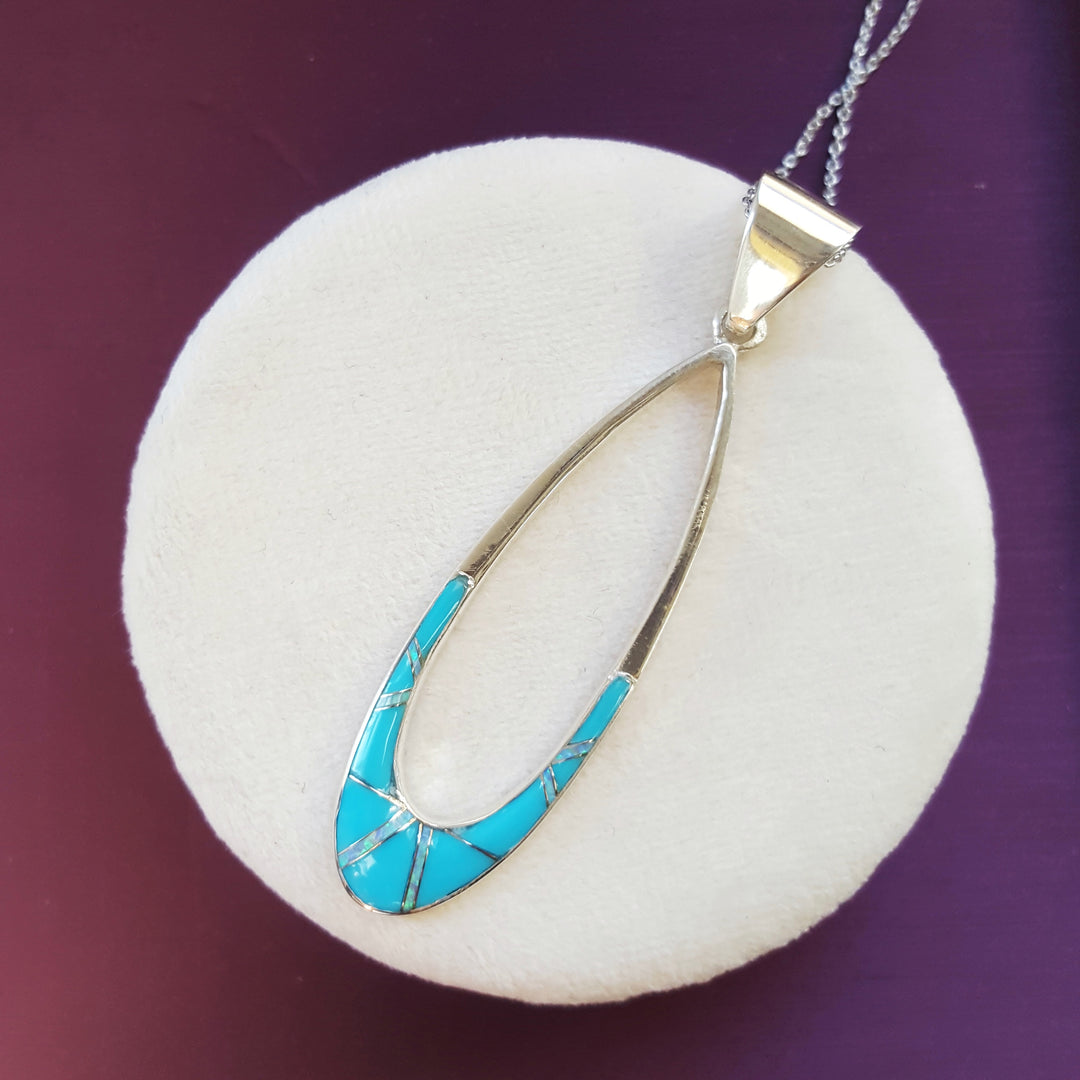 Arizona Turquoise and Inlaid Jewelry Turquoise Open Pendant