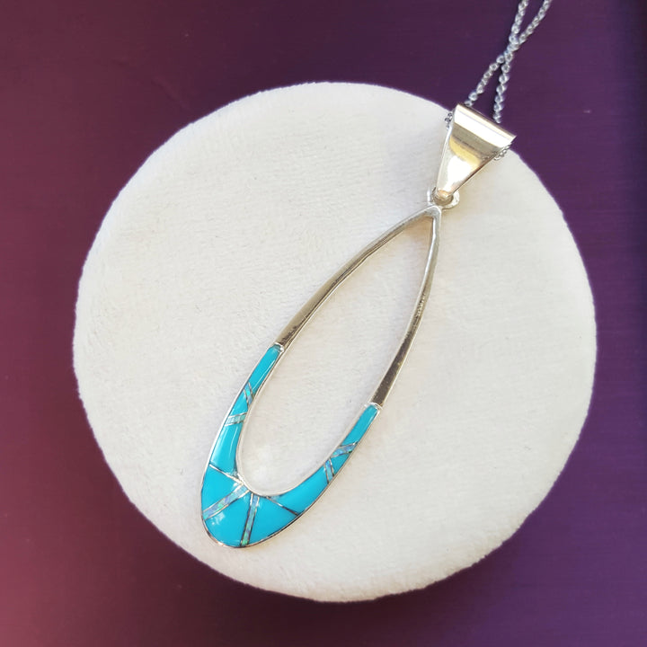 Arizona Turquoise and Inlaid Jewelry Turquoise Open Pendant