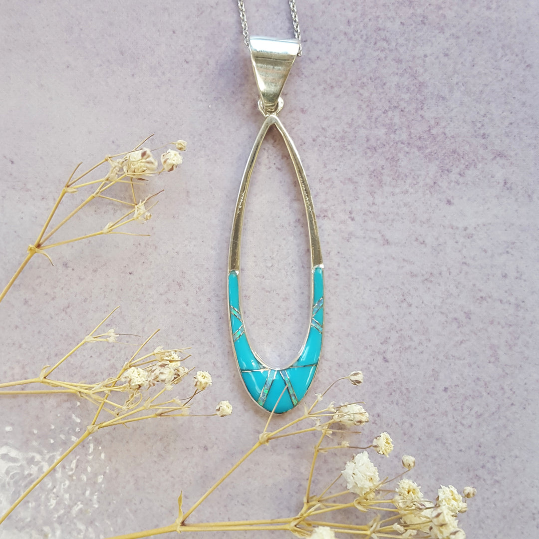 Arizona Turquoise and Inlaid Jewelry Turquoise Open Pendant