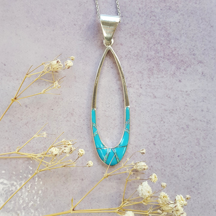 Arizona Turquoise and Inlaid Jewelry Turquoise Open Pendant