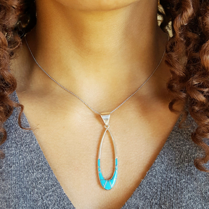 Arizona Turquoise and Inlaid Jewelry Turquoise Open Pendant