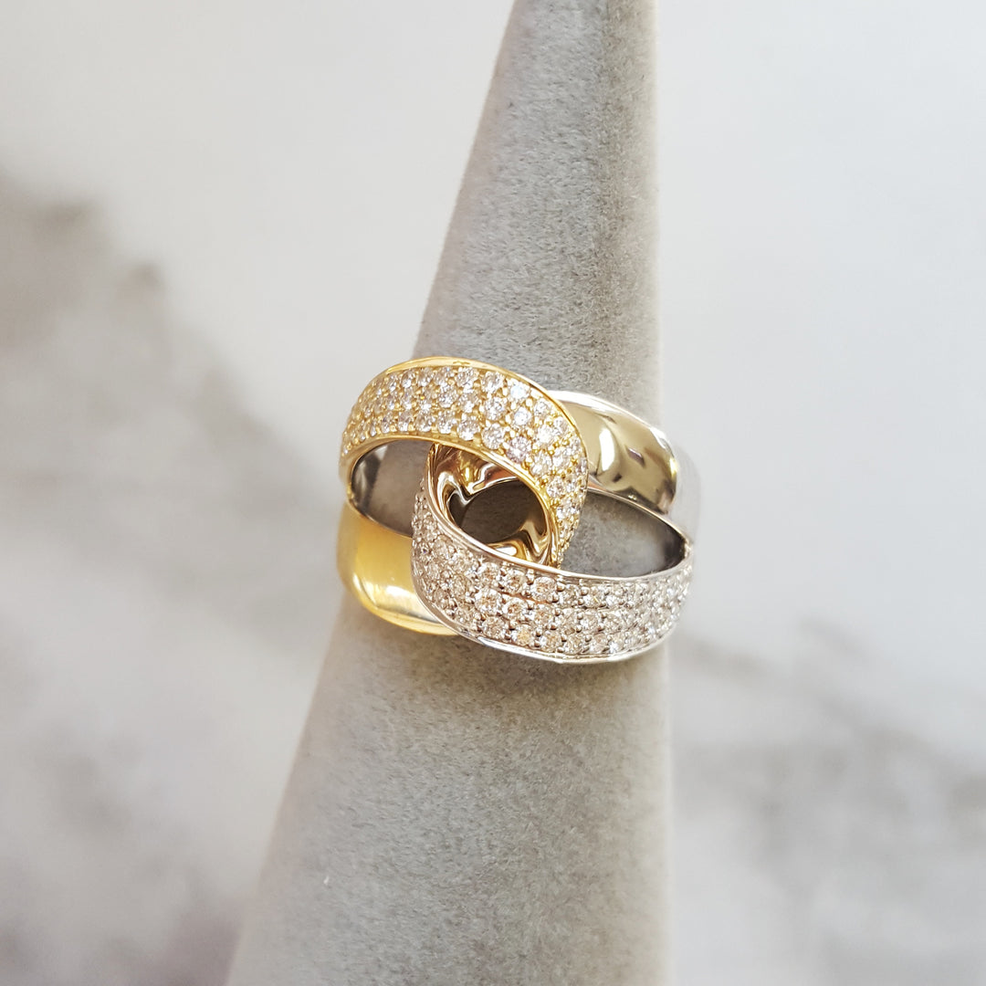 14k Yellow Gold Overlapping Loop Diamond Ring