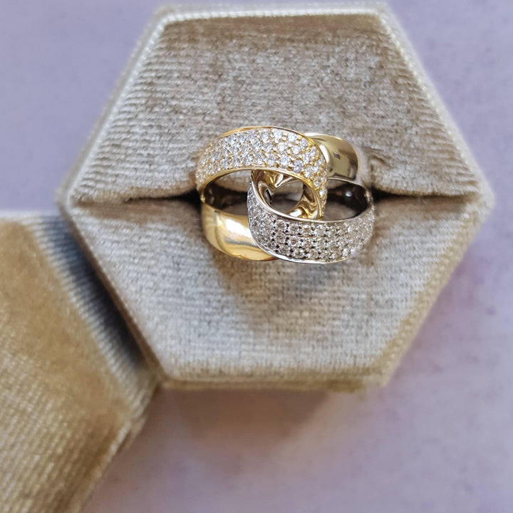 14k Yellow Gold Overlapping Loop Diamond Ring