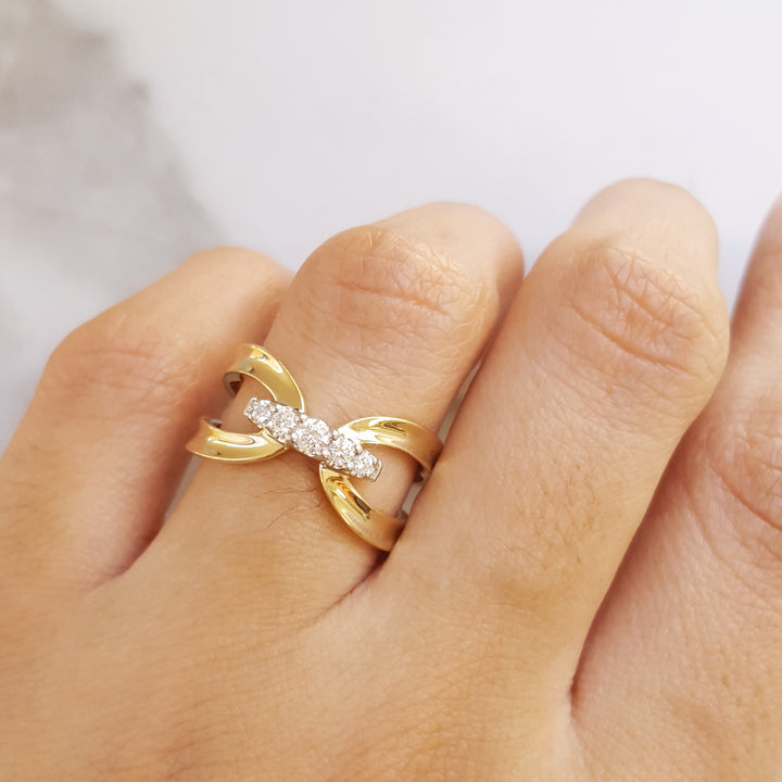 14k Yellow Gold Open Overlapping Fashion Ring