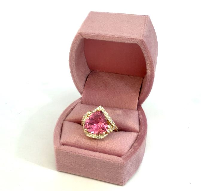 "Popular"  14k Yellow Gold California Pink Tourmaline Ring -American Mined