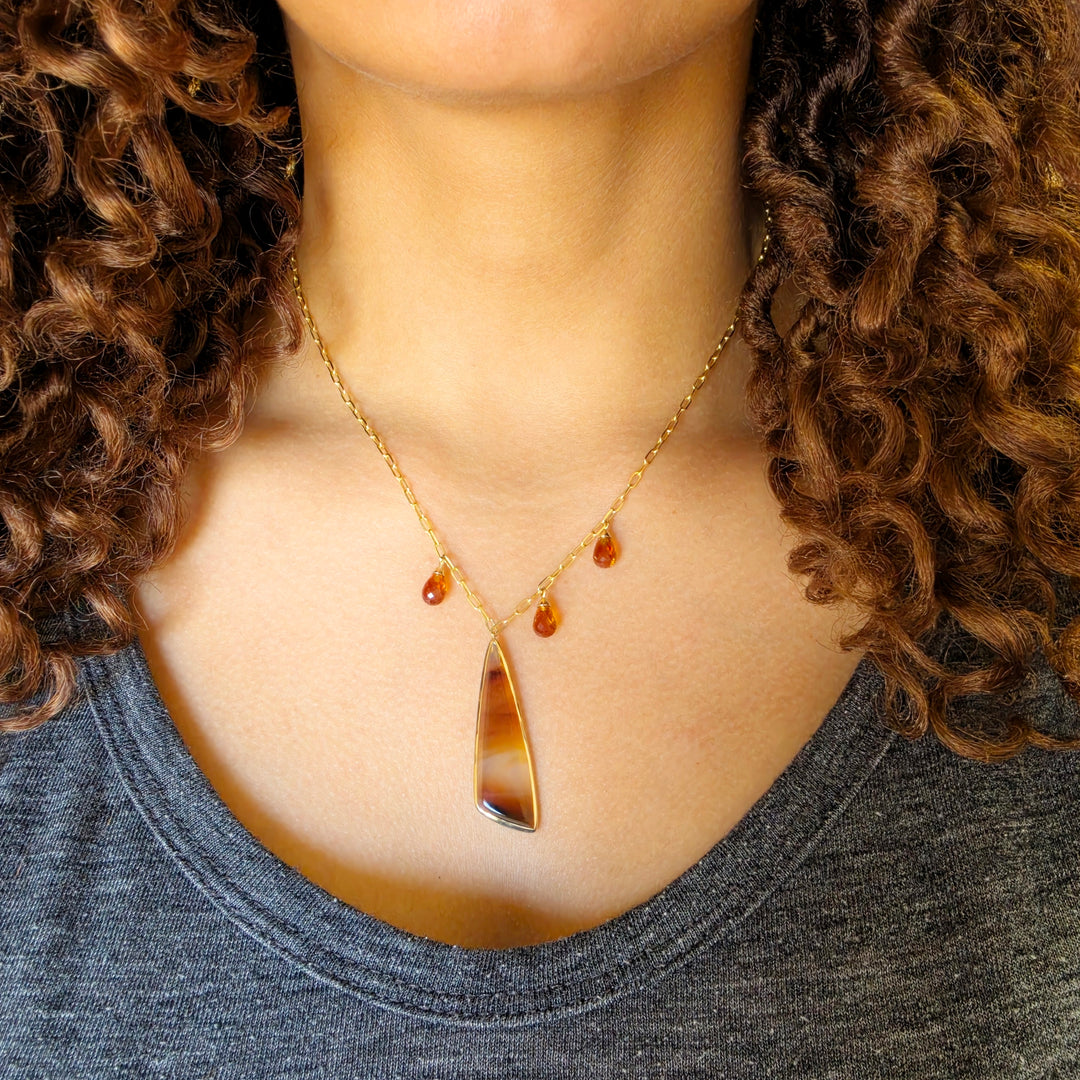 14K Yellow Gold Montana Agate and Citrine Necklace