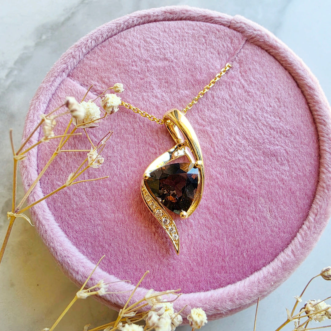 American Gem Collection #336 "Phoenix Relic" Arizona Saffordite & Diamond 14K Yellow Gold Pendant
