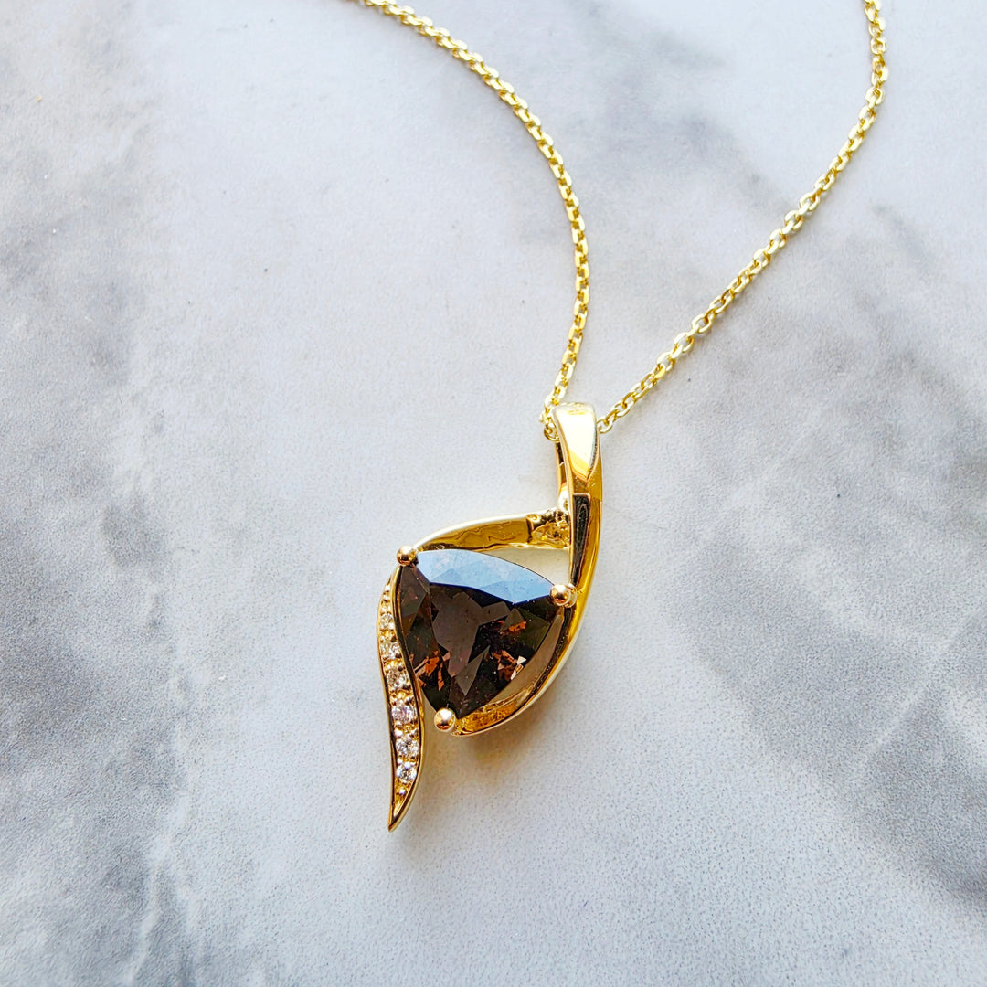 American Gem Collection #336 "Phoenix Relic" Arizona Saffordite & Diamond 14K Yellow Gold Pendant