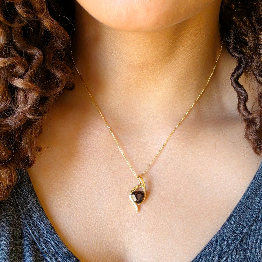 American Gem Collection #336 "Phoenix Relic" Arizona Saffordite & Diamond 14K Yellow Gold Pendant