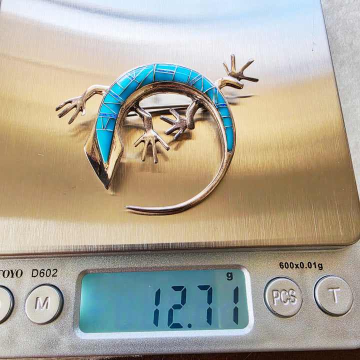 Arizona Turquoise and Inlaid Jewelry Circle Gecko Pendant