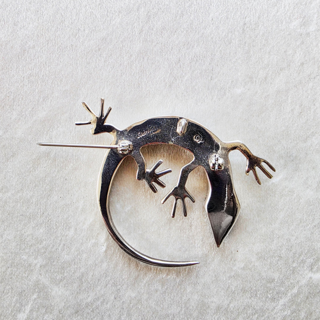 Arizona Turquoise and Inlaid Jewelry Circle Gecko Pendant
