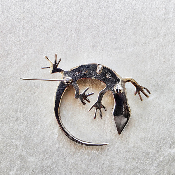 Arizona Turquoise and Inlaid Jewelry Circle Gecko Pendant