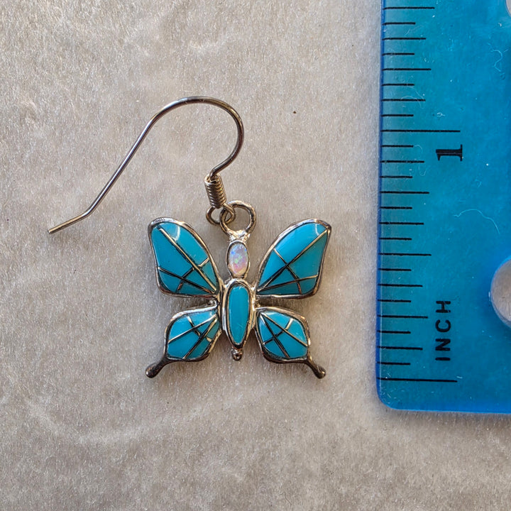 Arizona Turquoise and Inlaid Jewelry Elegant Butterfly Earrings