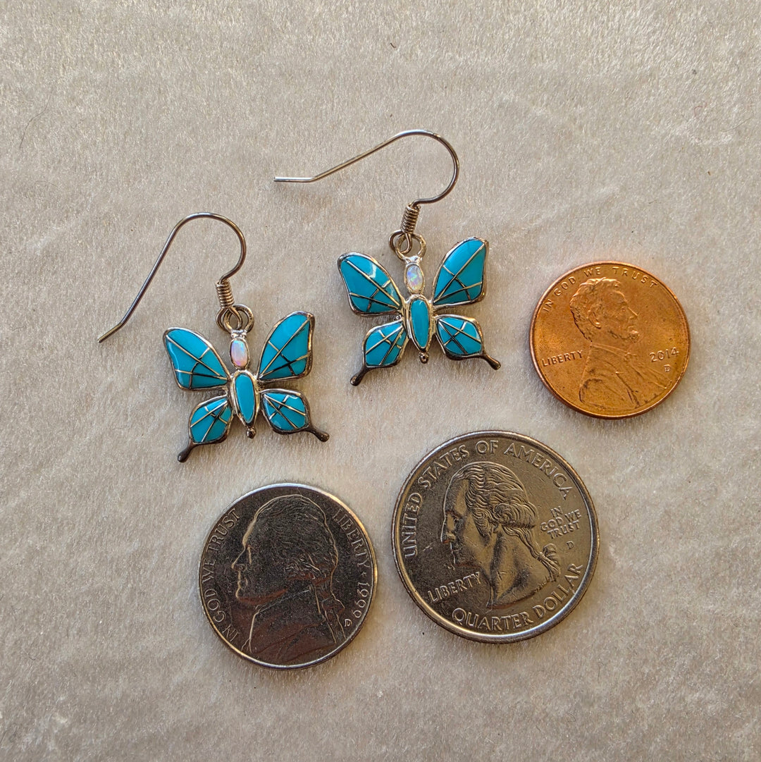 Arizona Turquoise and Inlaid Jewelry Elegant Butterfly Earrings