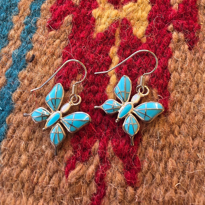 Arizona Turquoise and Inlaid Jewelry Elegant Butterfly Earrings