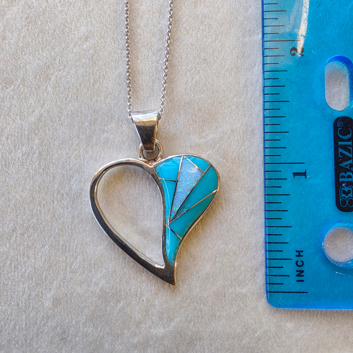 Arizona Turquoise and Inlaid Jewelry Heart Pendant