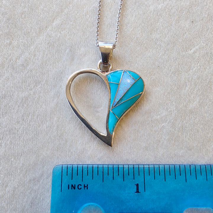 Arizona Turquoise and Inlaid Jewelry Heart Pendant