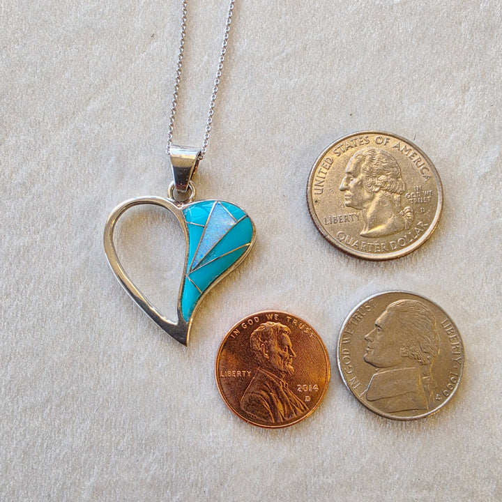 Arizona Turquoise and Inlaid Jewelry Heart Pendant