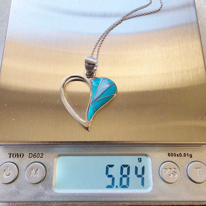 Arizona Turquoise and Inlaid Jewelry Heart Pendant